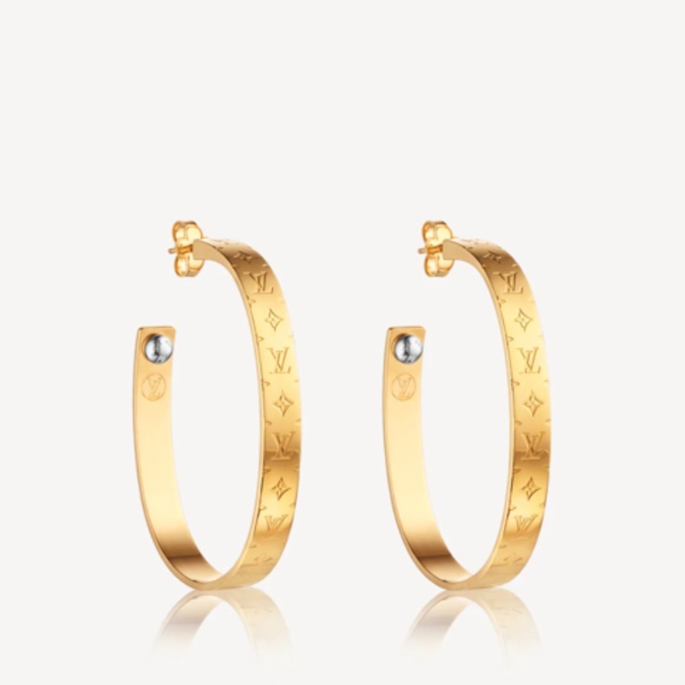 Gorgeous Louis Vuitton nanogram hoop earrings